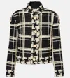 Valentino Womens Tweed Check-print Knitted Jacket Nero Avorio In Black