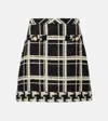 Valentino Womens Nero Avorio Tweed Check-print Wool-blend Mini Skirt In Schwarz