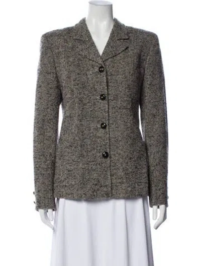 Pre-owned Valentino Ms. V Virgin Wool Blazer In Neutral