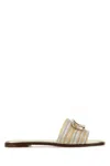 Valentino Two-tone Leather Vlogo Signautre Slippers In Silver
