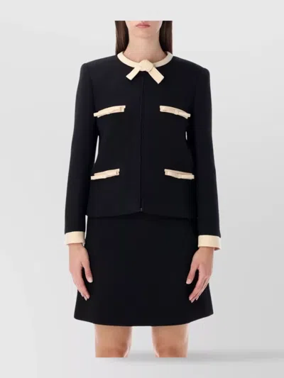 VALENTINO MULTI RIBBON TWEED JACKET WITH BOW DETAIL