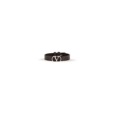 Valentino Garavani Multicolor Calf Leather Bos Taurus Bracelet In Brown