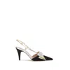 Valentino Garavani Bowow Slingback Pumps In Moirè Fabric 85mm Woman Black/silver/antique Gold 42 In Black
