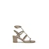 Valentino Multicolor Calf Leather Bos Taurus Platform Sandals In Neutral