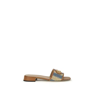 Valentino Garavani Multicolor Calf Leather Bos Taurus Sandals In Brown