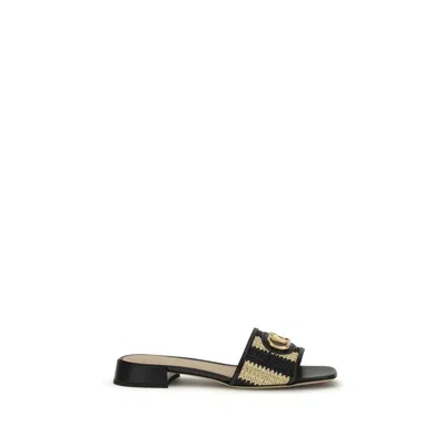 Valentino Garavani Multicolor Calf Leather Bos Taurus Sandals In Black