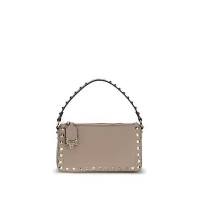 Valentino Garavani Multicolor Calf Leather Bos Taurus Shoulder Bag In Brown