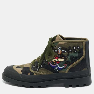 Pre-owned Valentino Garavani Multicolor Camouflage Canvas High Top Sneakers Size 41 In Green