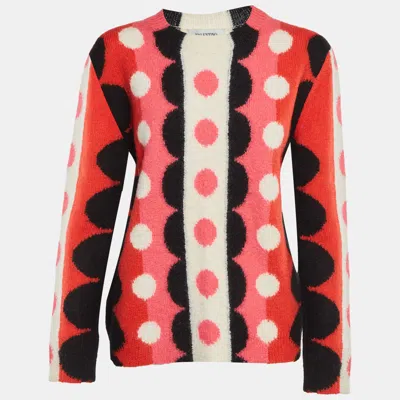 Pre-owned Valentino Multicolor Carmen Polka Dot Wool Knit Sweater L