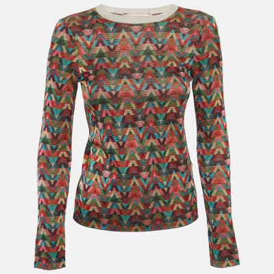 Pre-owned Valentino Multicolor Chevron Lurex Knit Sweatshirt S