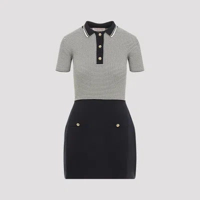 Valentino Multicolor Cotton Mini Dress In Avorio/nero/oro