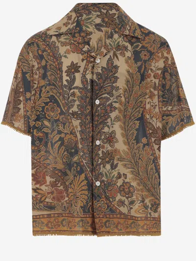 VALENTINO MULTICOLOR COTTON SHIRT WITH FLORAL PATTERN