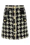 Valentino Houndstooth High-waisted Skirt Button Detailing In Multicolor