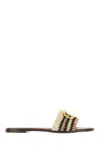 Valentino Garavani Multicolor Fabric And Leather Slippers In Gold