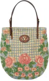 Valentino Multicolor Flat Panier De Fleurs Tote In Green