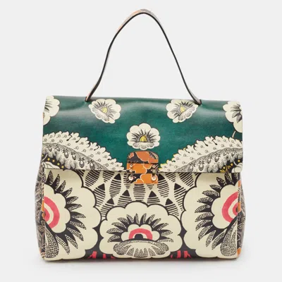 Pre-owned Valentino Garavani Multicolor Floral Print Leather Mime Top Handle Bag