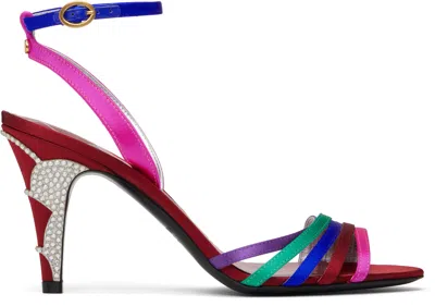 VALENTINO GARAVANI MULTICOLOR LADYCRUSH SATIN HEELED SANDALS
