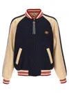 Valentino Sporty Bomber Jacket With Embroidered Details In Blue
