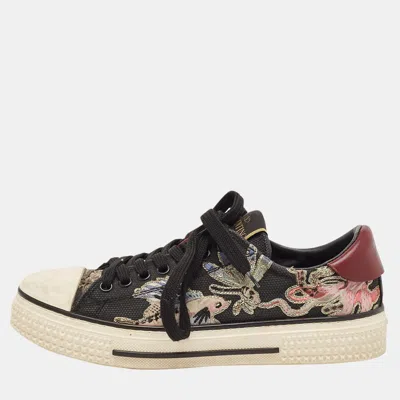 Pre-owned Valentino Garavani Multicolor Leather And Canvas Camubutterfly Lace Up Sneakers Size 36