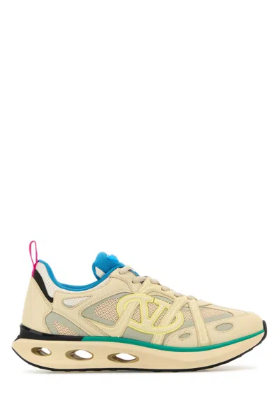 Valentino Garavani Multicolor Leather And Fabric Vlogo Easyjog Sneakers In Sunnybeigesbparrotnesblsorbeti