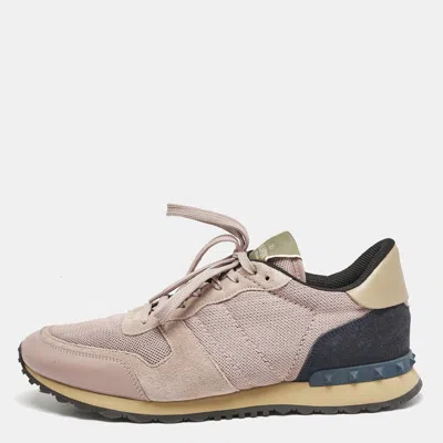 Pre-owned Valentino Garavani Multicolor Leather And Suede Rockrunner Sneakers Size 45