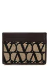 Valentino Iconographe Leather And Toile Card Holder
