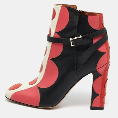 Pre-owned Valentino Garavani Multicolor Leather Polka Dot Ankle Boots Size 37