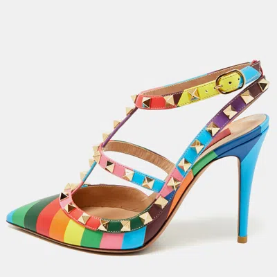 Pre-owned Valentino Garavani Multicolor Leather Rockstud Caged Pumps Size 36