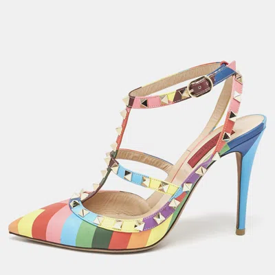Pre-owned Valentino Garavani Multicolor Leather Rockstud Pumps Size 38