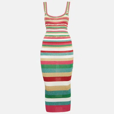 Pre-owned Valentino Multicolor Lurex Rib Knit Maxi Dress S
