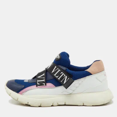 Pre-owned Valentino Garavani Multicolor Mesh And Leather Vltn Heroes Velcro Strap Sneakers Size 39