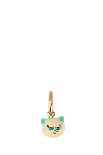 Valentino Garavani Multicolor Metal And Nylon Le Chat De La Maison Earring In Metallic