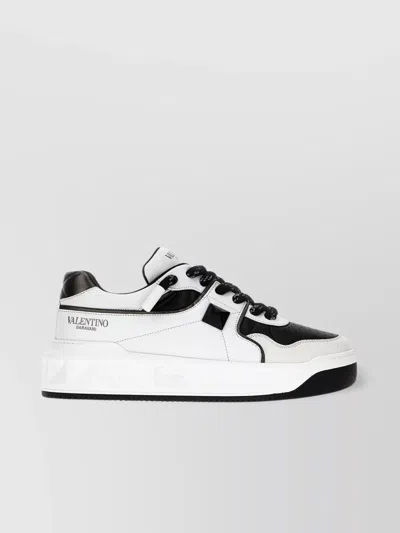 Valentino Garavani Multicolor Nappa Leather And Fabric One Stud Xl Sneakers In White