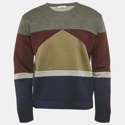 Pre-owned Valentino Multicolor Paneled Neoprene Crewneck Sweatshirt M In Gray
