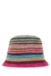 Valentino Multicolor Raffia Bucket Hat In Multicolor