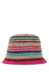 Valentino Multicolor Raffia Bucket Hat In Multicolororo