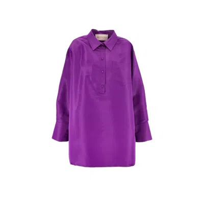Valentino Multicolor Silk Casual Dress In Purple