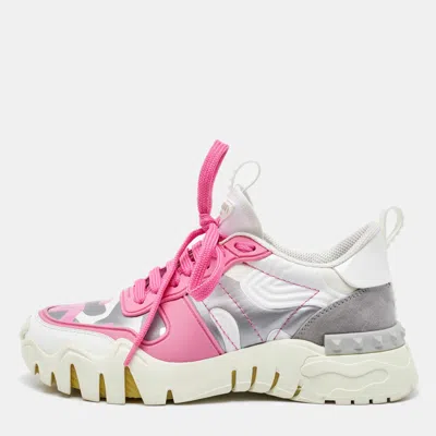 Pre-owned Valentino Garavani Multicolor Suede And Camouflage Canvas Rockrunner Low Top Sneakers Size 37