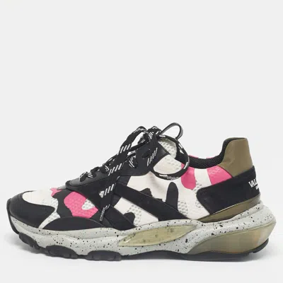Pre-owned Valentino Garavani Multicolor Suede And Fabric Camouflage Lace Up Sneakers Size 40