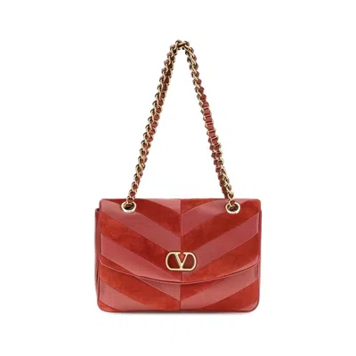 Valentino Garavani Multicolor Suede Leather Shoulder Bag In Red