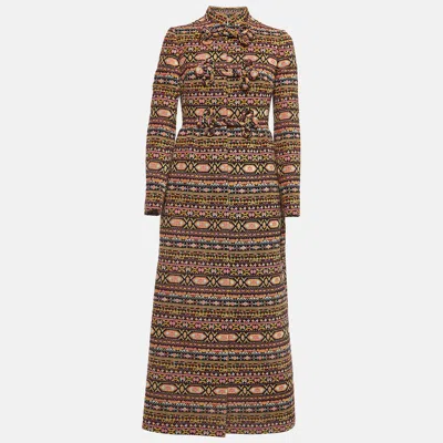 Pre-owned Valentino Multicolor Tapestry Wool Blend Long Coat S