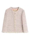 Valentino Embroidered Ribbon Tweed Jacket In Neutral
