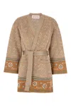 Valentino Womens Open-front Metallic Woven Cardigan Ginger Orange Gold Xl In Ginger Orange Gold