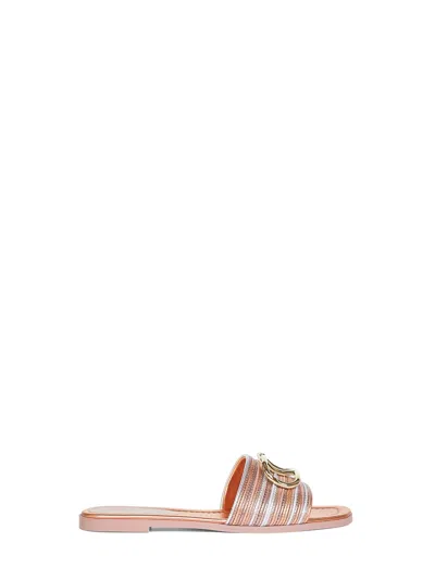 Valentino Garavani Multicolor Vlogo Signature Slide Sandals In Pink