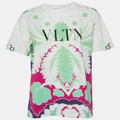 Pre-owned Valentino Multicolor Vltn Logo Print Crew Neck T-shirt S