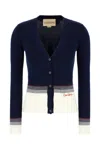 Valentino House V-neck Cardigan With Patch Pockets In Blue
