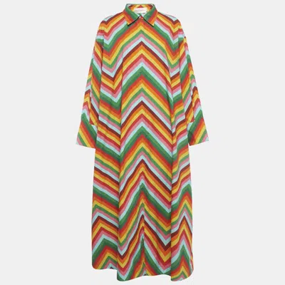 Pre-owned Valentino Multicolor Zig-zag Cotton Flared Maxi Dress S