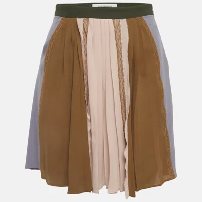 Pre-owned Valentino Multicolour Crepe Pleated Mini Skirt S