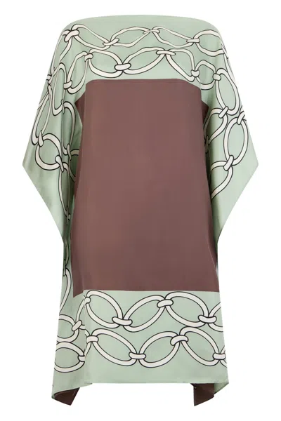 Valentino Chain 1967 Foulard-print Silk Dress In Green