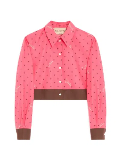 Valentino Muslin Starry Signature Shirt With Star-print In Multi